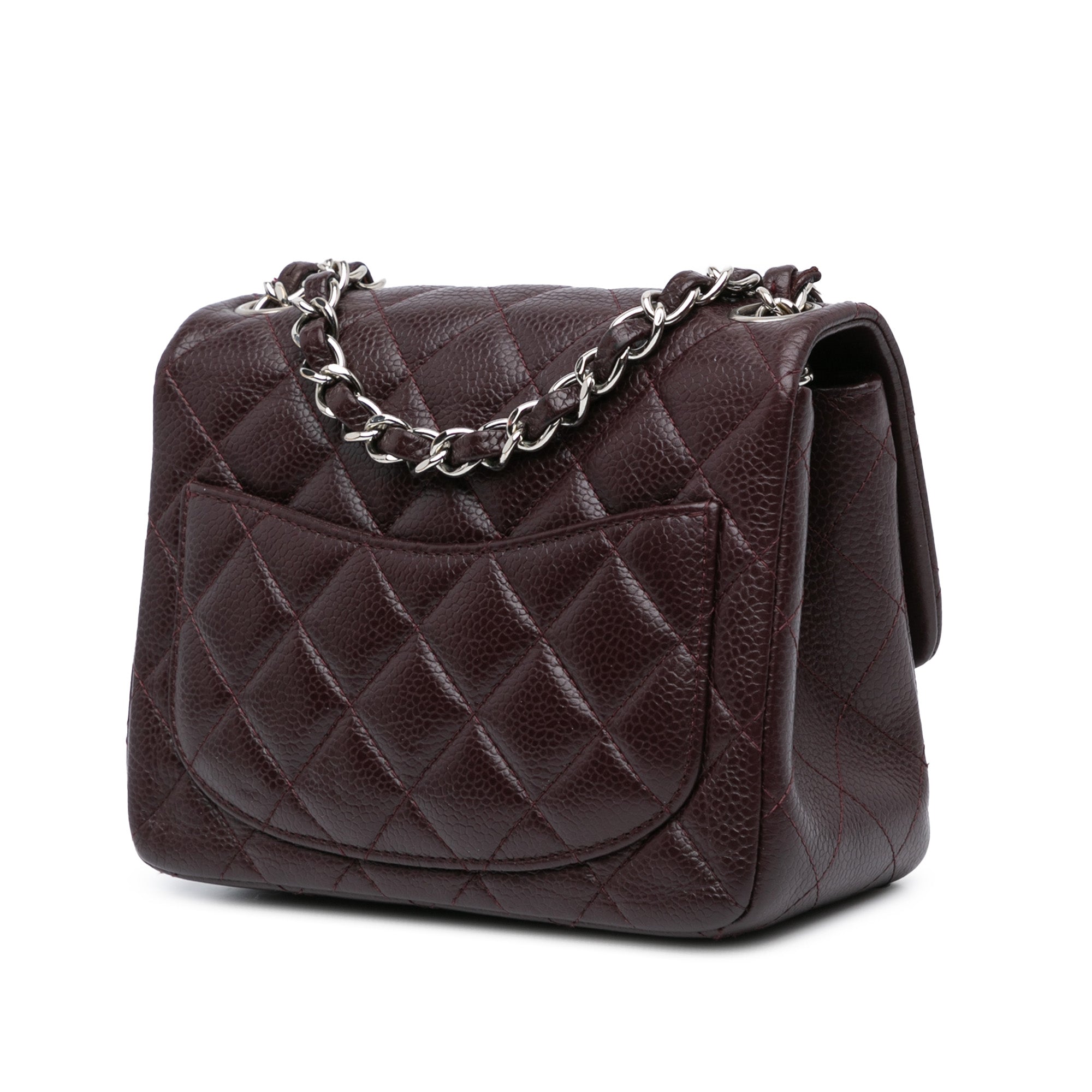 Square Classic Single Flap Bag Quilted Caviar Mini