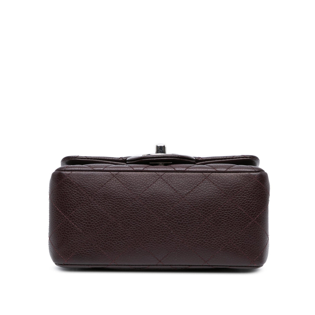 Square Classic Single Flap Bag Quilted Caviar Mini