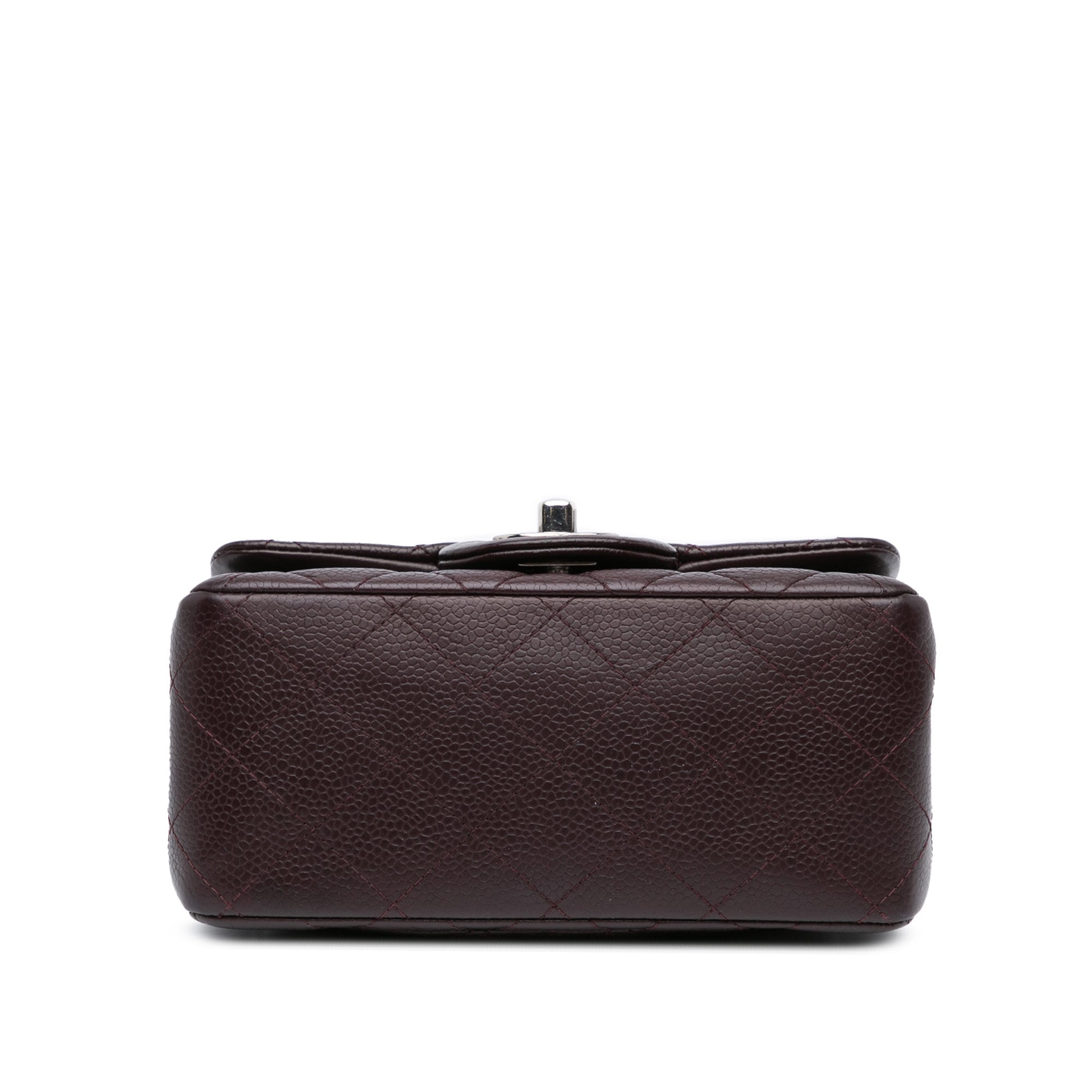 Square Classic Single Flap Bag Quilted Caviar Mini