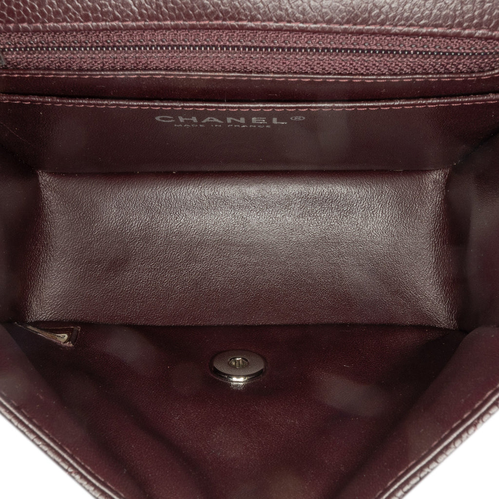 Square Classic Single Flap Bag Quilted Caviar Mini