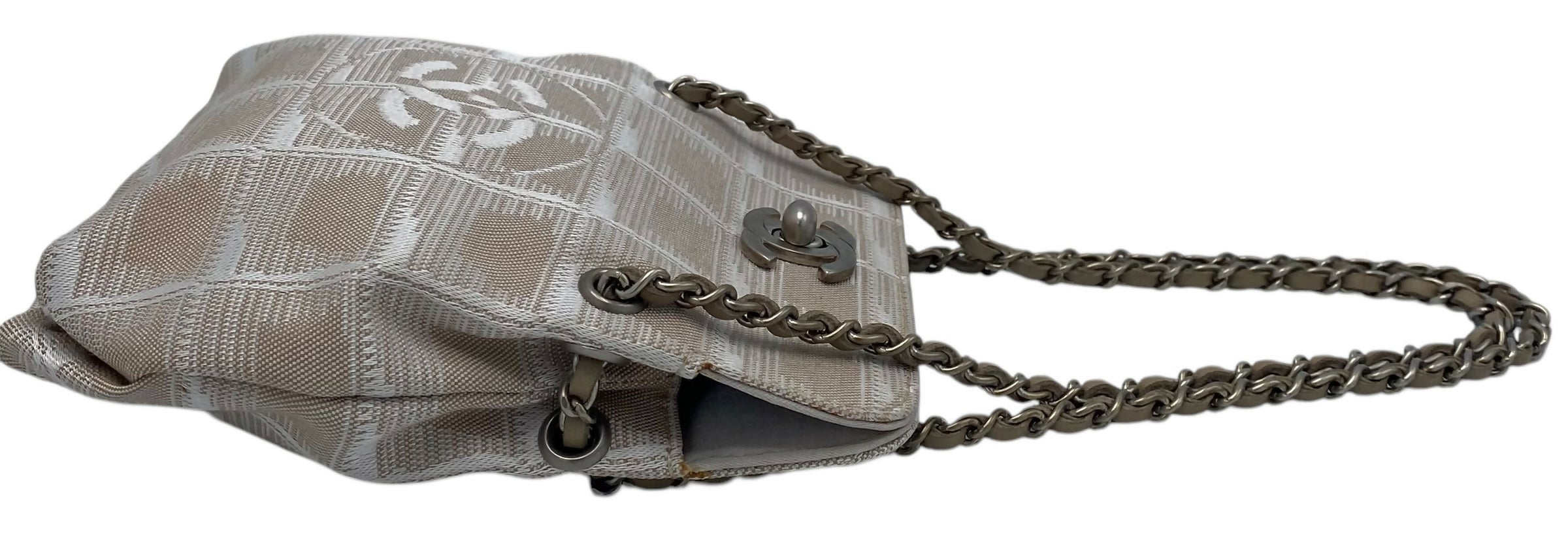 Vintage Chanel Extra Mini Beige Canvas CC Travel Ligne Bag