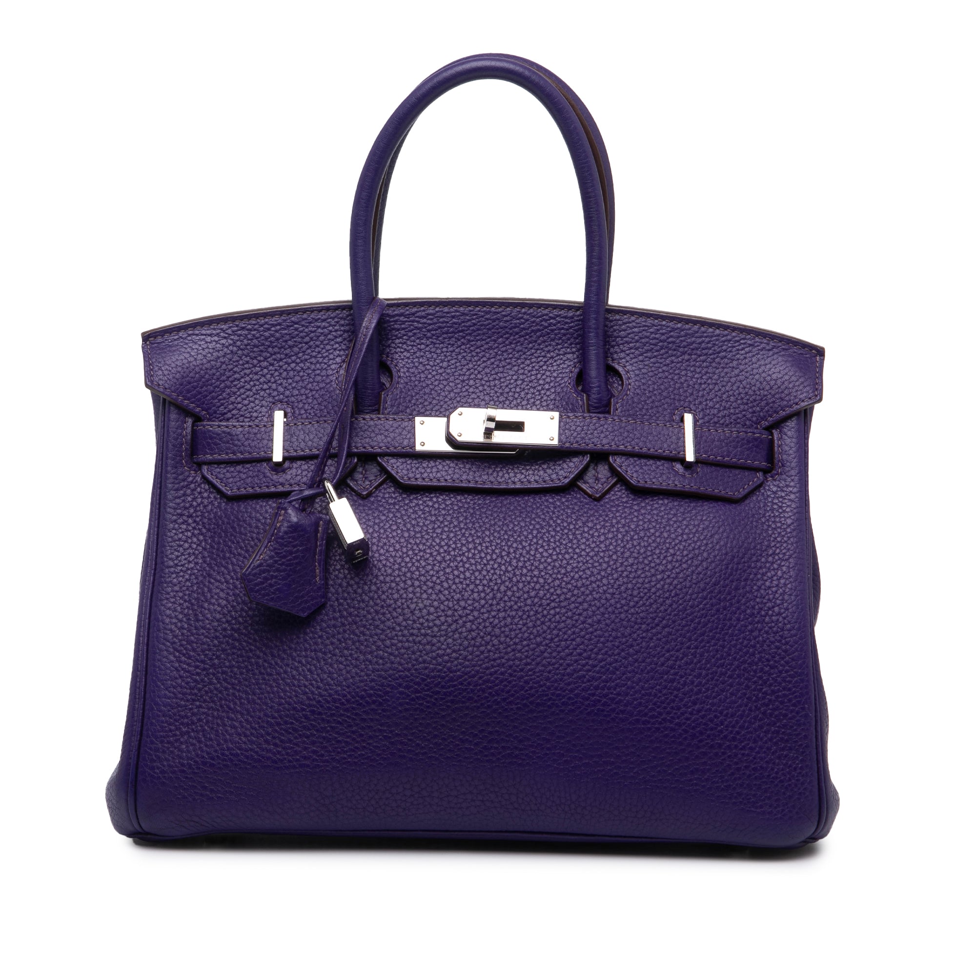 Birkin Handbag Purple Clemence with Palladium Hardware 30