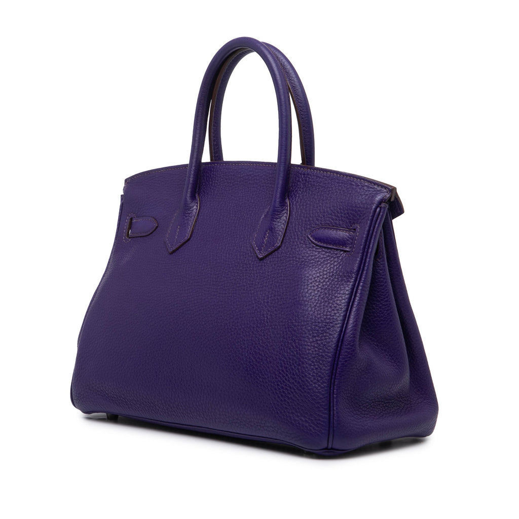 Birkin Handbag Purple Clemence with Palladium Hardware 30