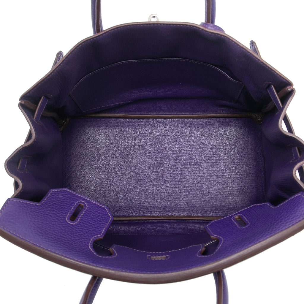 Birkin Handbag Purple Clemence with Palladium Hardware 30