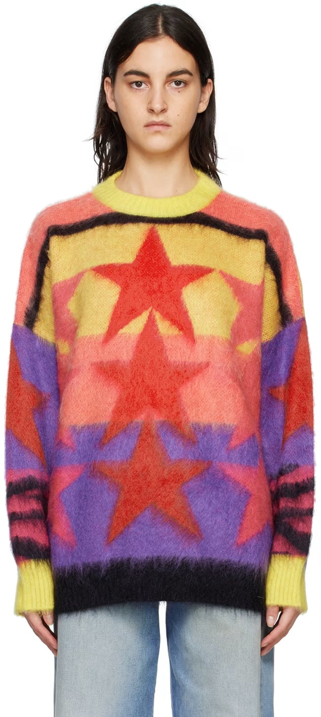 PALM ANGELS MULTICOLOR STARS MOHAIR SWEATER
