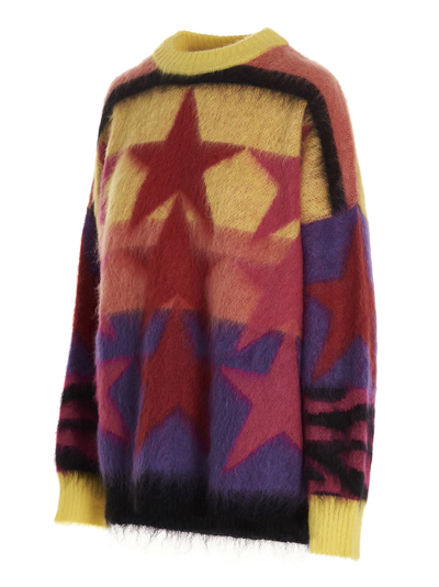 PALM ANGELS MULTICOLOR STARS MOHAIR SWEATER