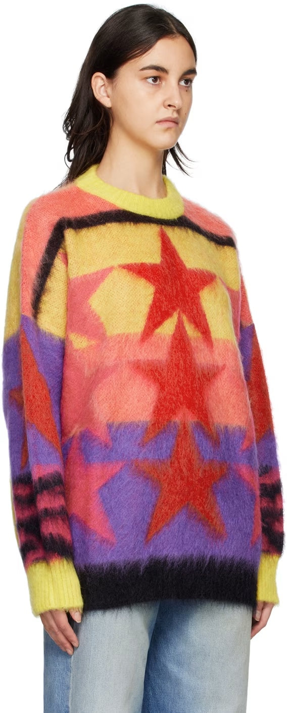 PALM ANGELS MULTICOLOR STARS MOHAIR SWEATER