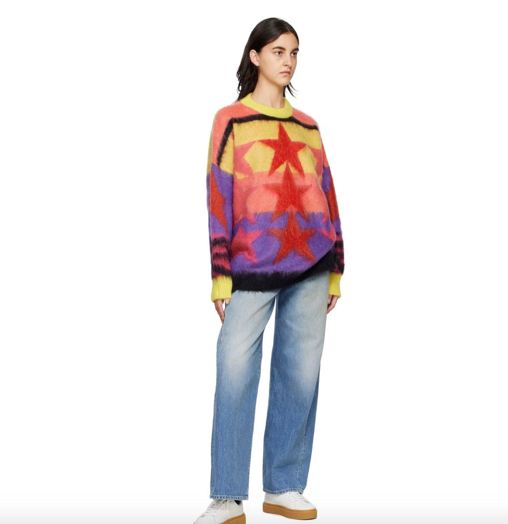 PALM ANGELS MULTICOLOR STARS MOHAIR SWEATER