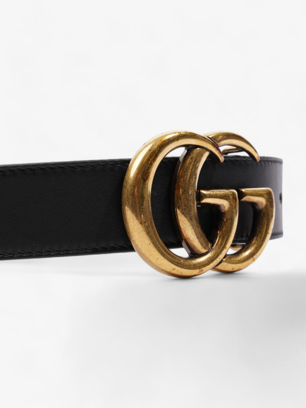 Gucci GG Marmont Thin Belt Black / Gold Leather 80cm / 32"