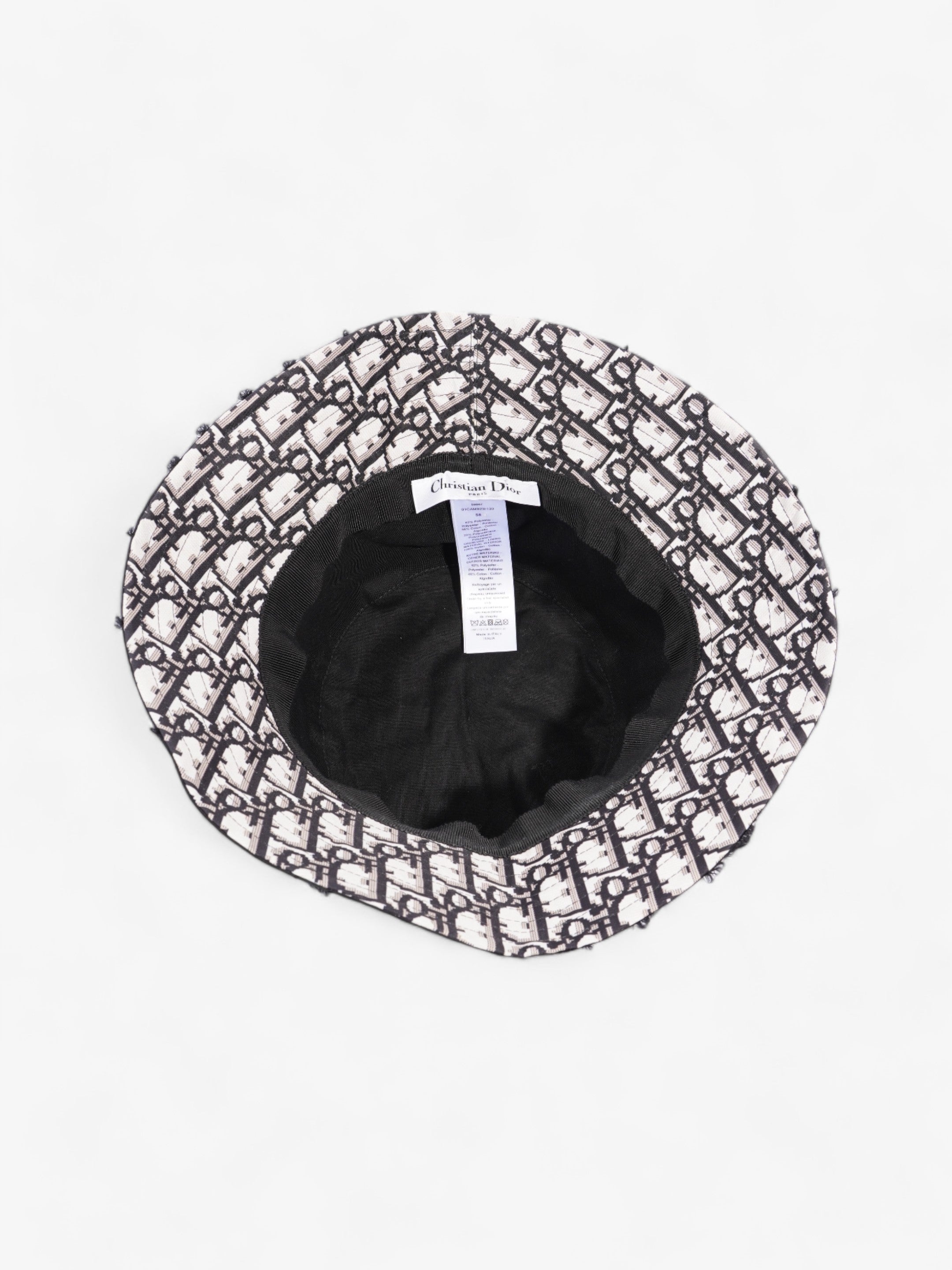 Christian Dior Camouflage Logo Bucket Hat Black Polyester 58