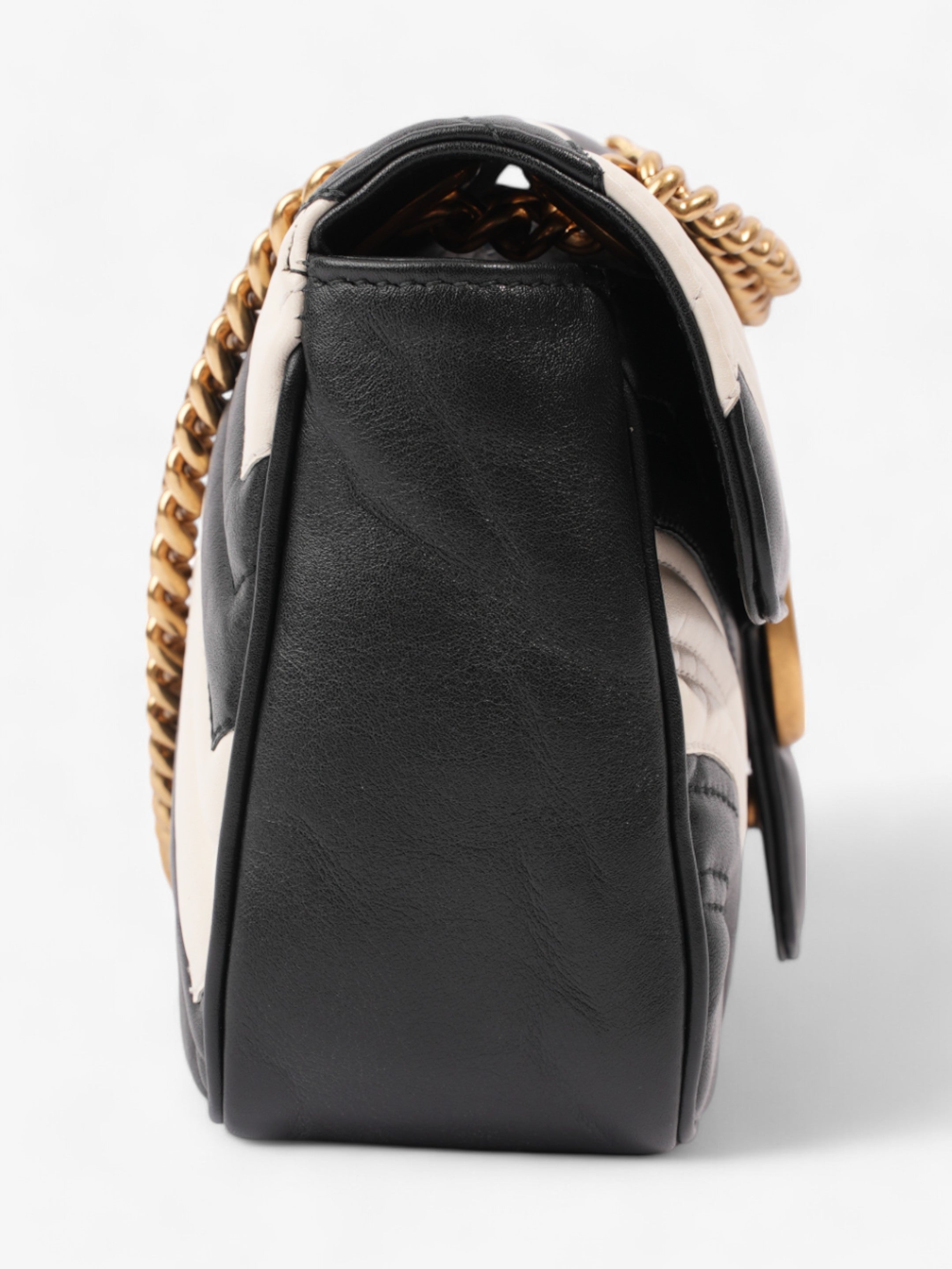 Gucci GG Marmont Black / White Matelasse Leather Small