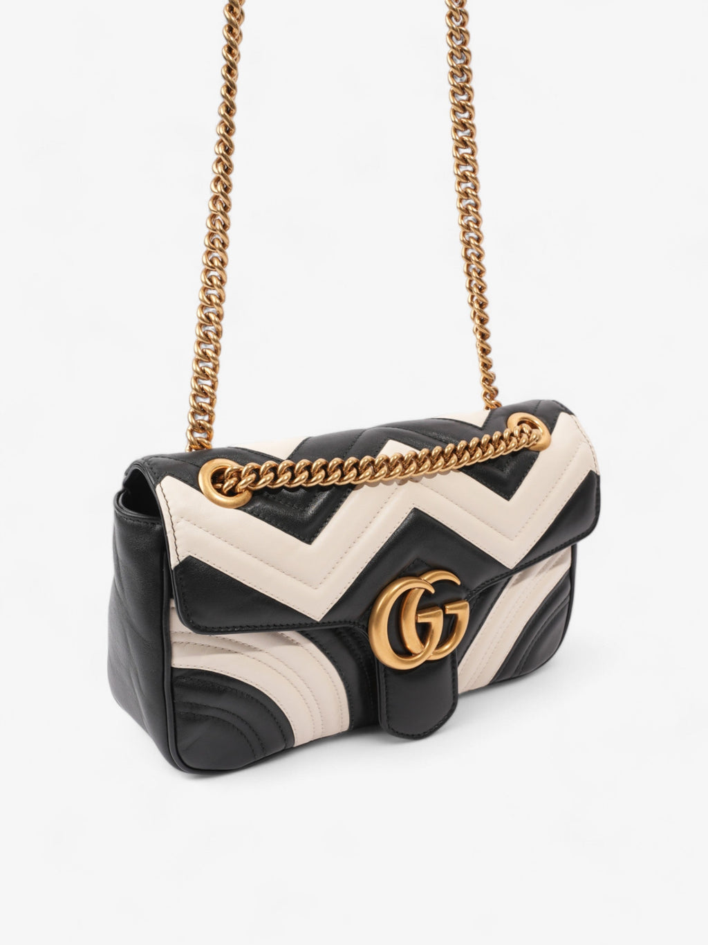 Gucci GG Marmont Black / White Matelasse Leather Small