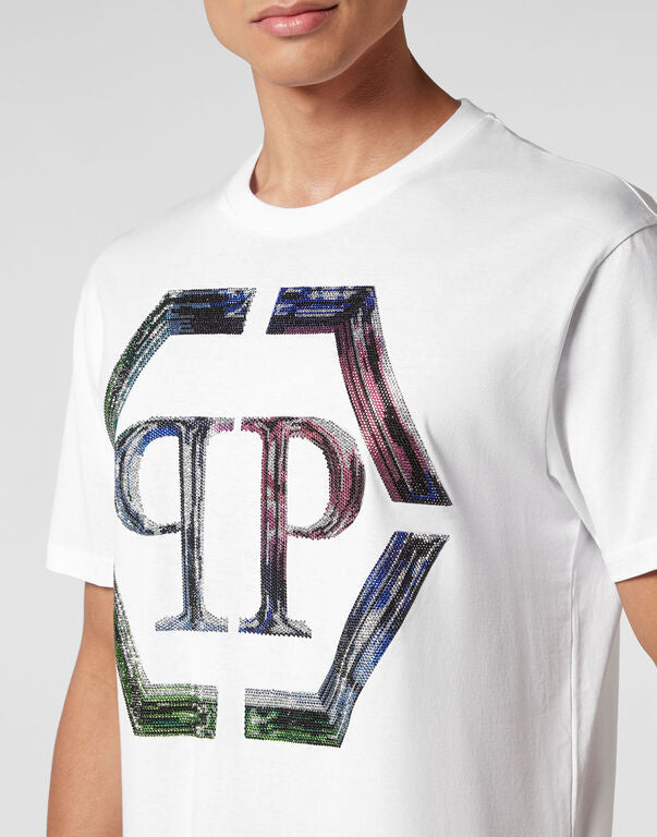 PHILIPP PLEIN STRASS HEXAGON LOGO T-SHIRT