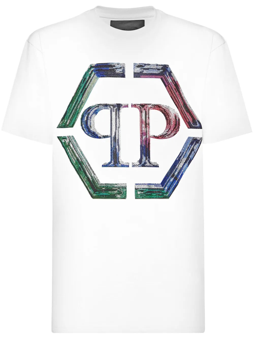 PHILIPP PLEIN STRASS HEXAGON LOGO T-SHIRT