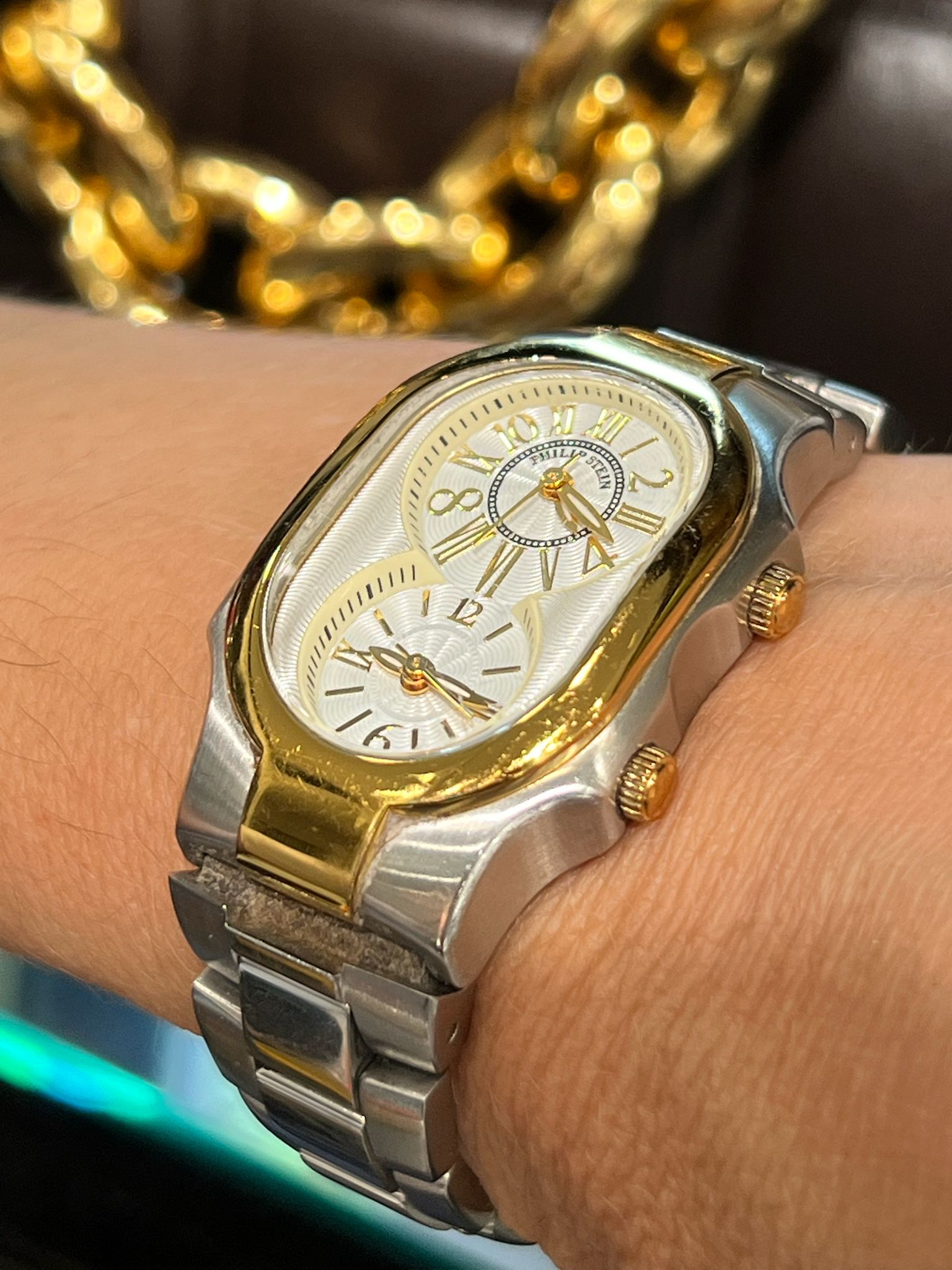 PHILIP STEIN SIGNATURE SMALL LADIES TWO TONE WATCH