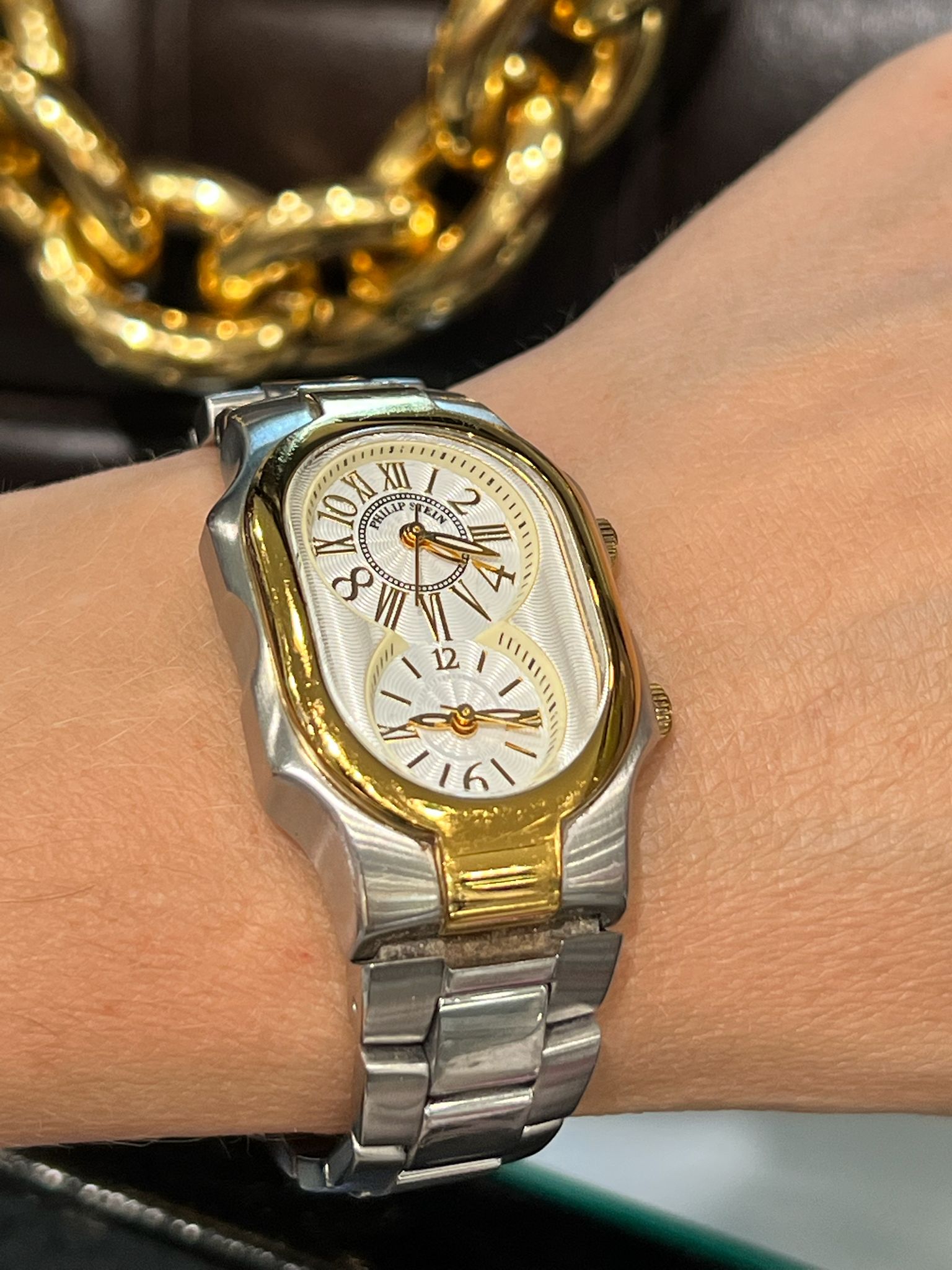 PHILIP STEIN SIGNATURE SMALL LADIES TWO TONE WATCH