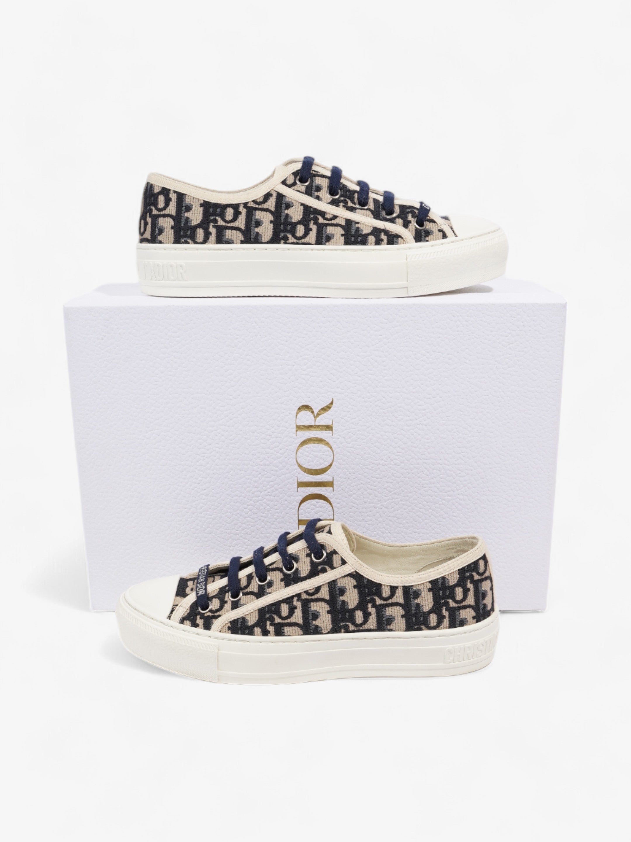 Christian Dior Walk'n'Dior Sneaker Beige / Navy / White Canvas EU 36.5 UK 3.5