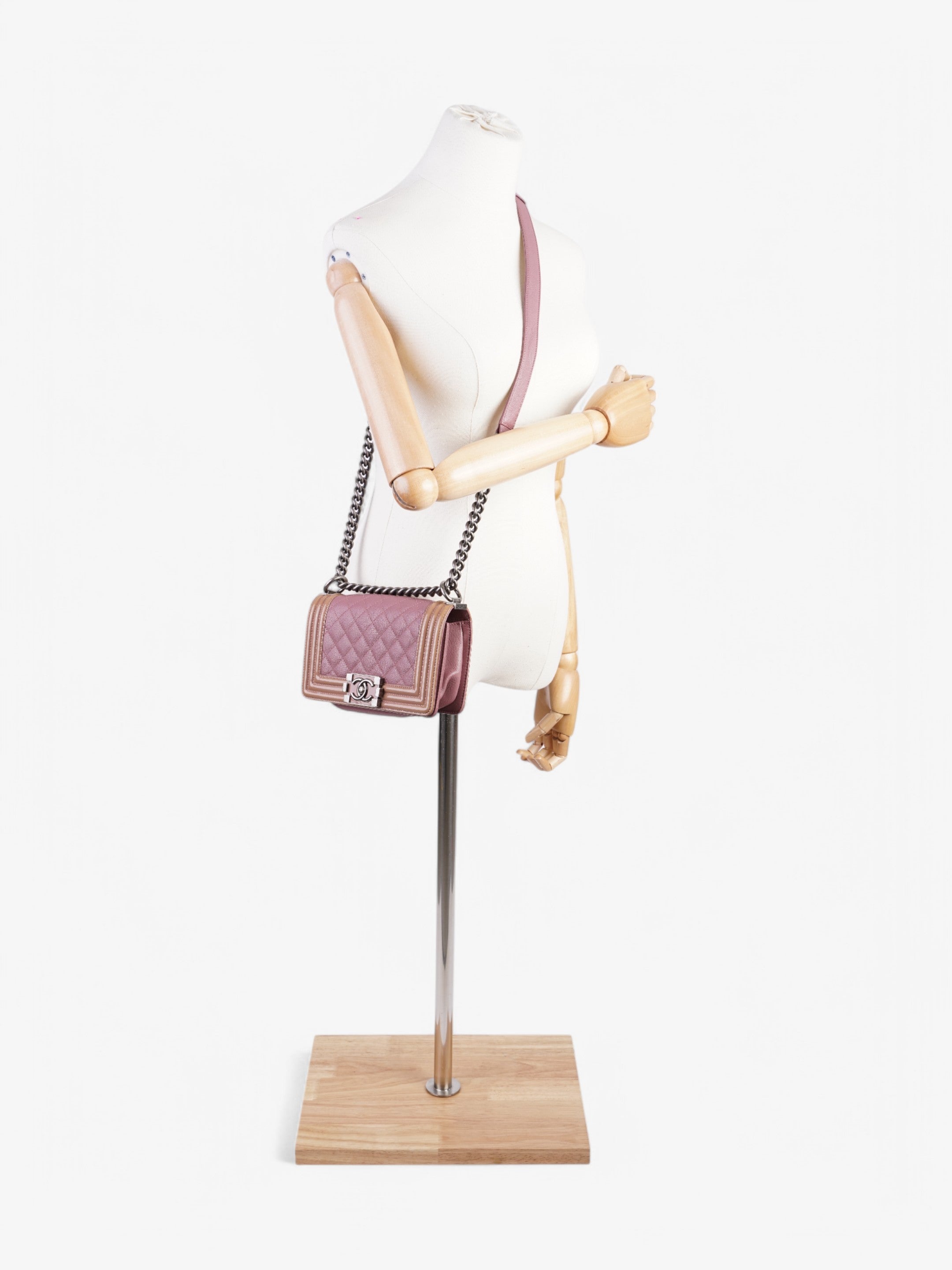 Chanel Boy Bag Purple / Light Brown Patent Leather Small