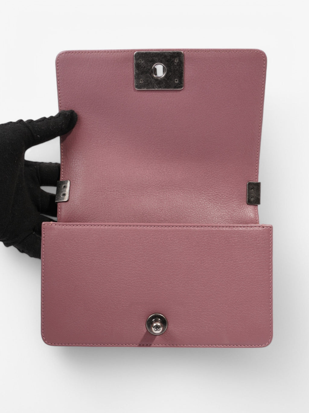 Chanel Boy Bag Purple / Light Brown Patent Leather Small