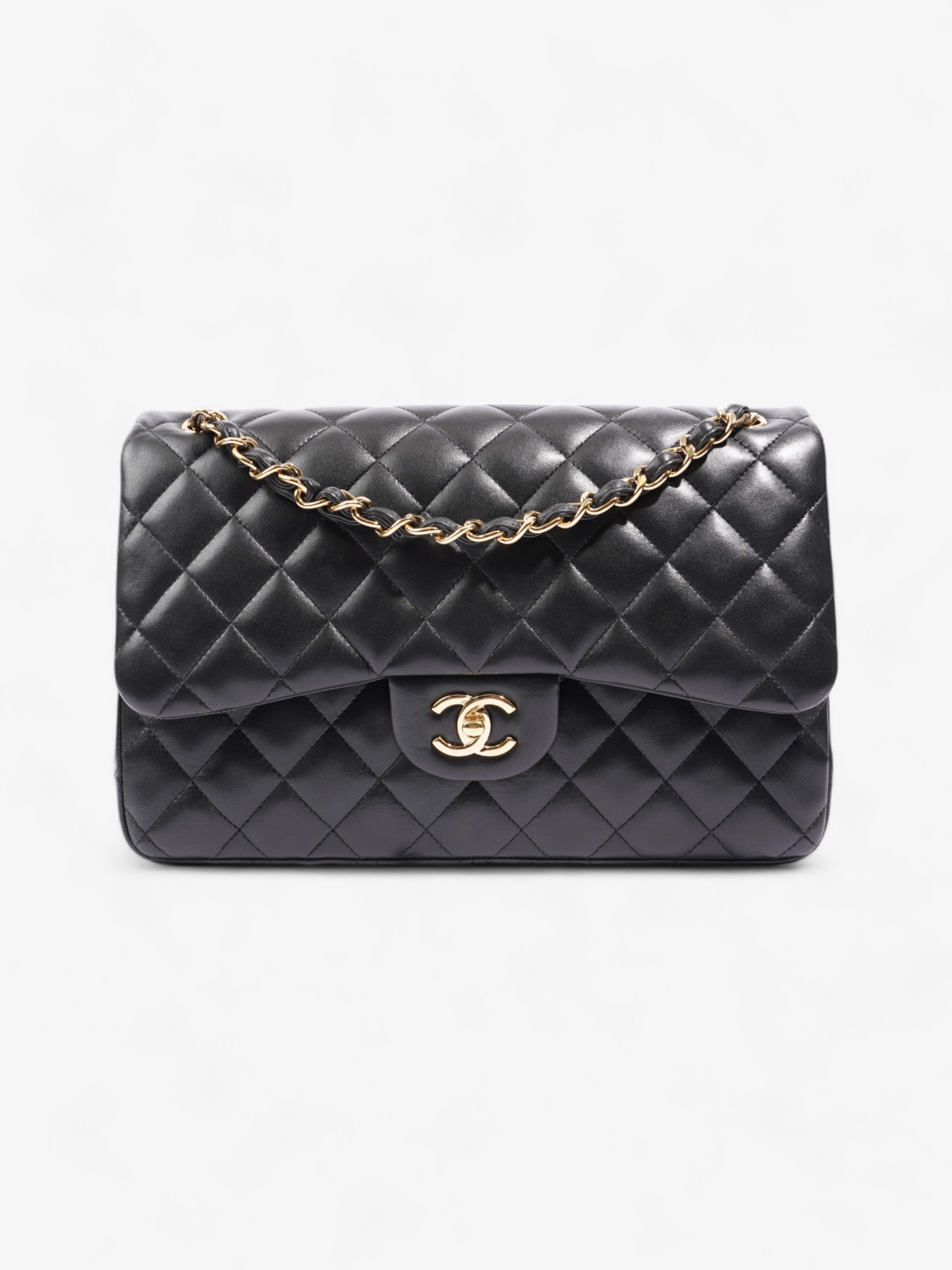 Chanel Classic Double Flap Black Lambskin Leather Large