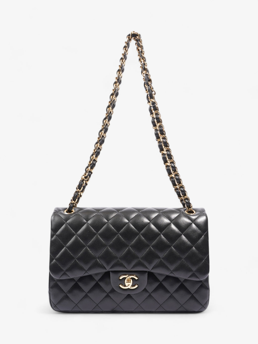 Chanel Classic Double Flap Black Lambskin Leather Large