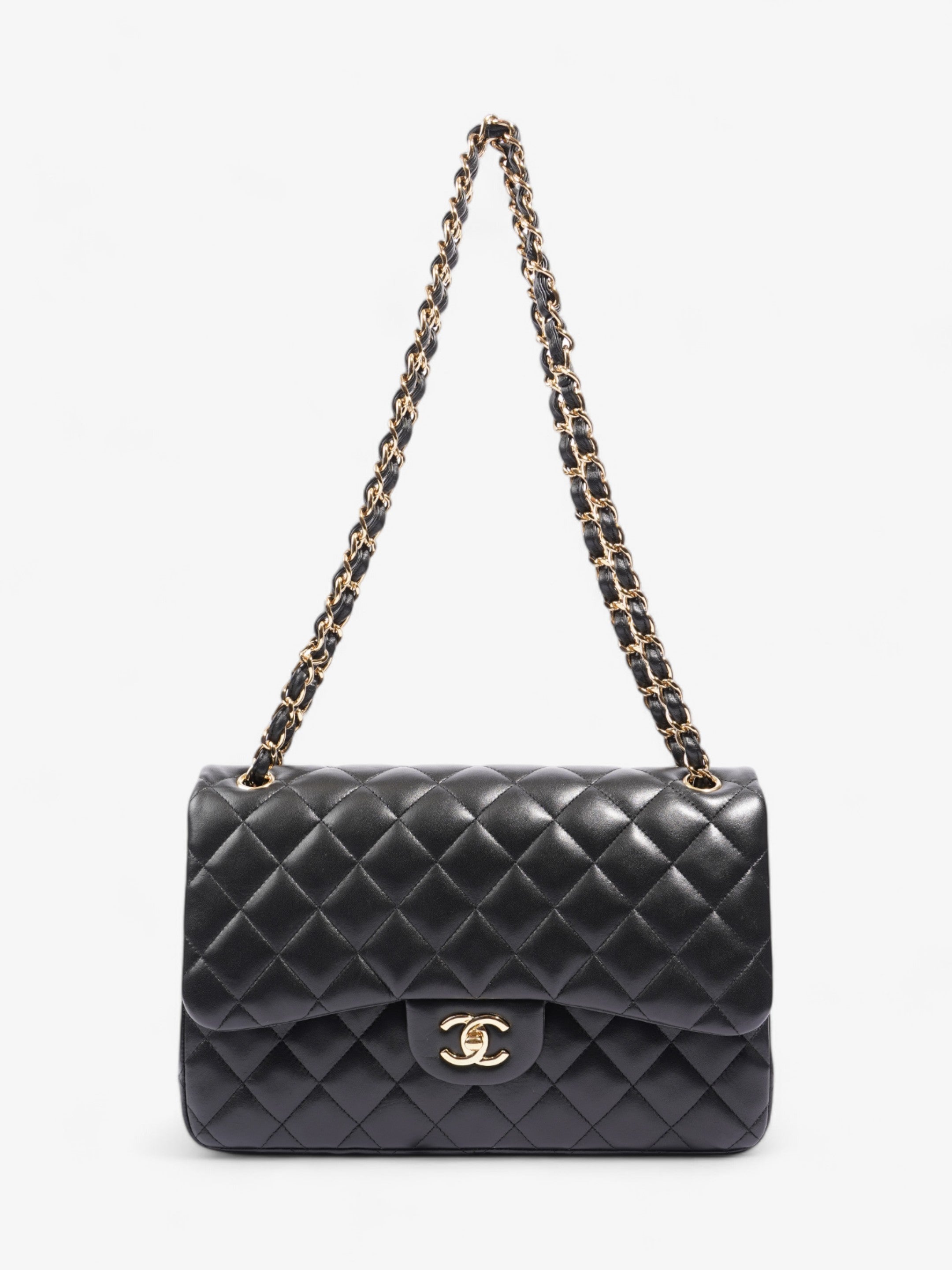 Chanel Classic Double Flap Black Lambskin Leather Large