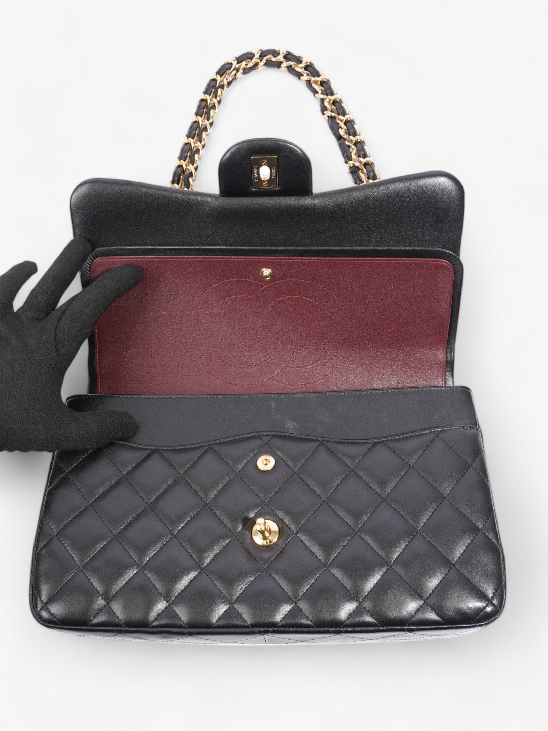 Chanel Classic Double Flap Black Lambskin Leather Large