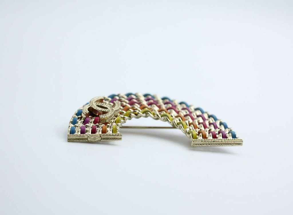 Chanel B18P Leather Rainbow Chain Brooch