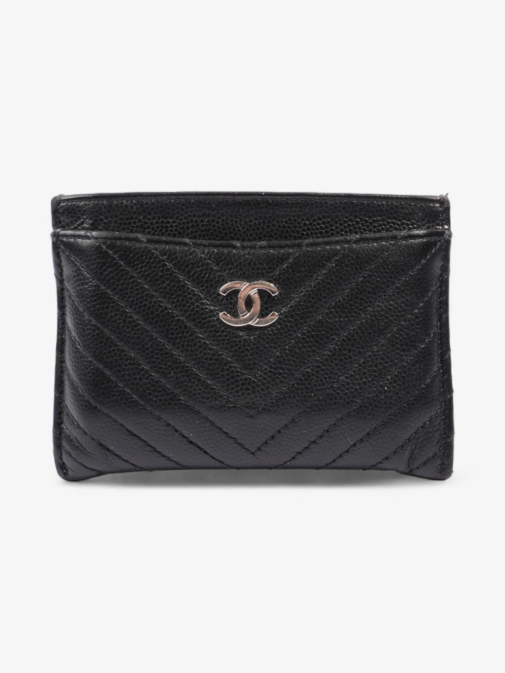 Chanel Chevron  Holder Black Caviar Leather