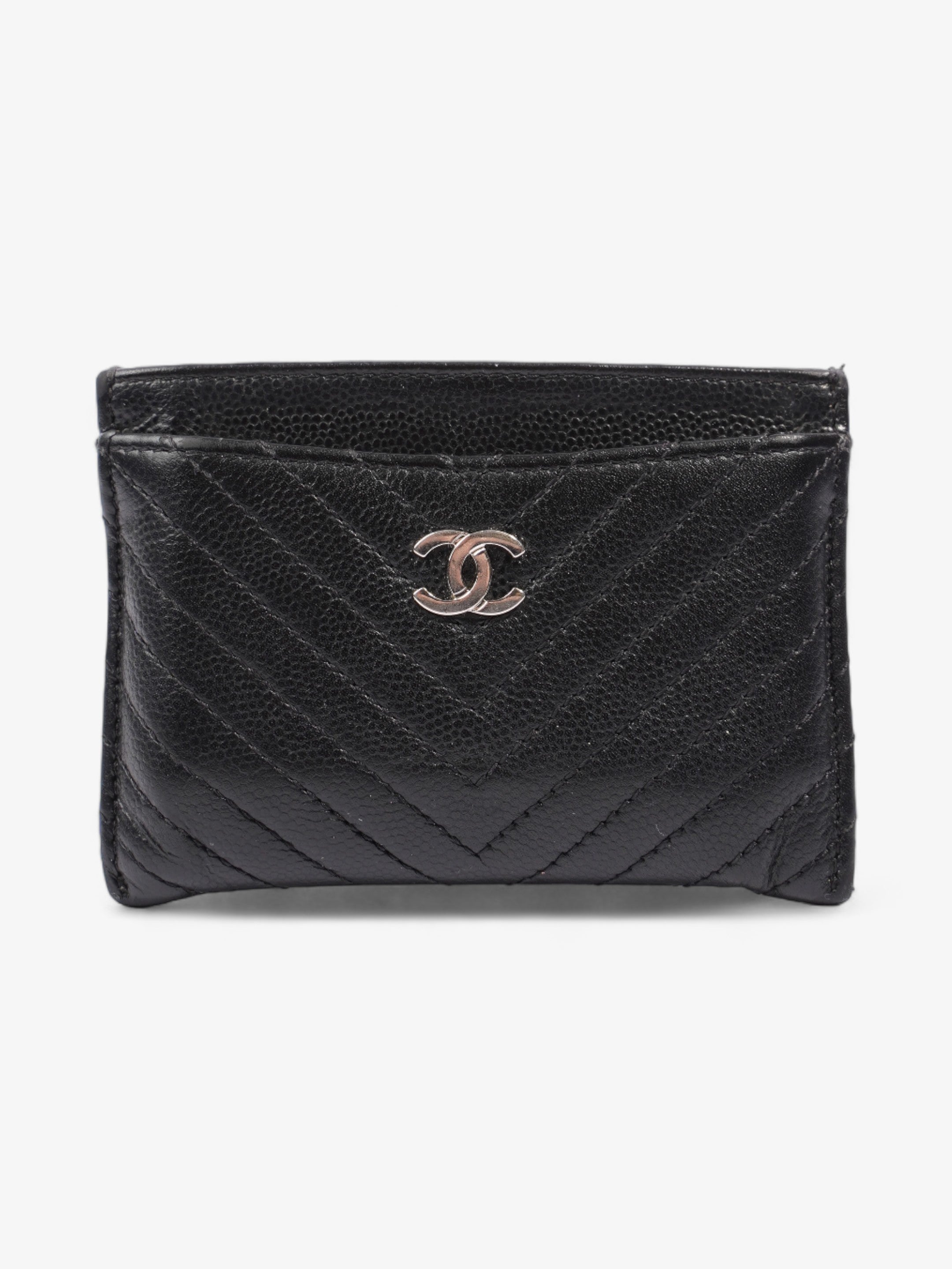 Chanel Chevron  Holder Black Caviar Leather