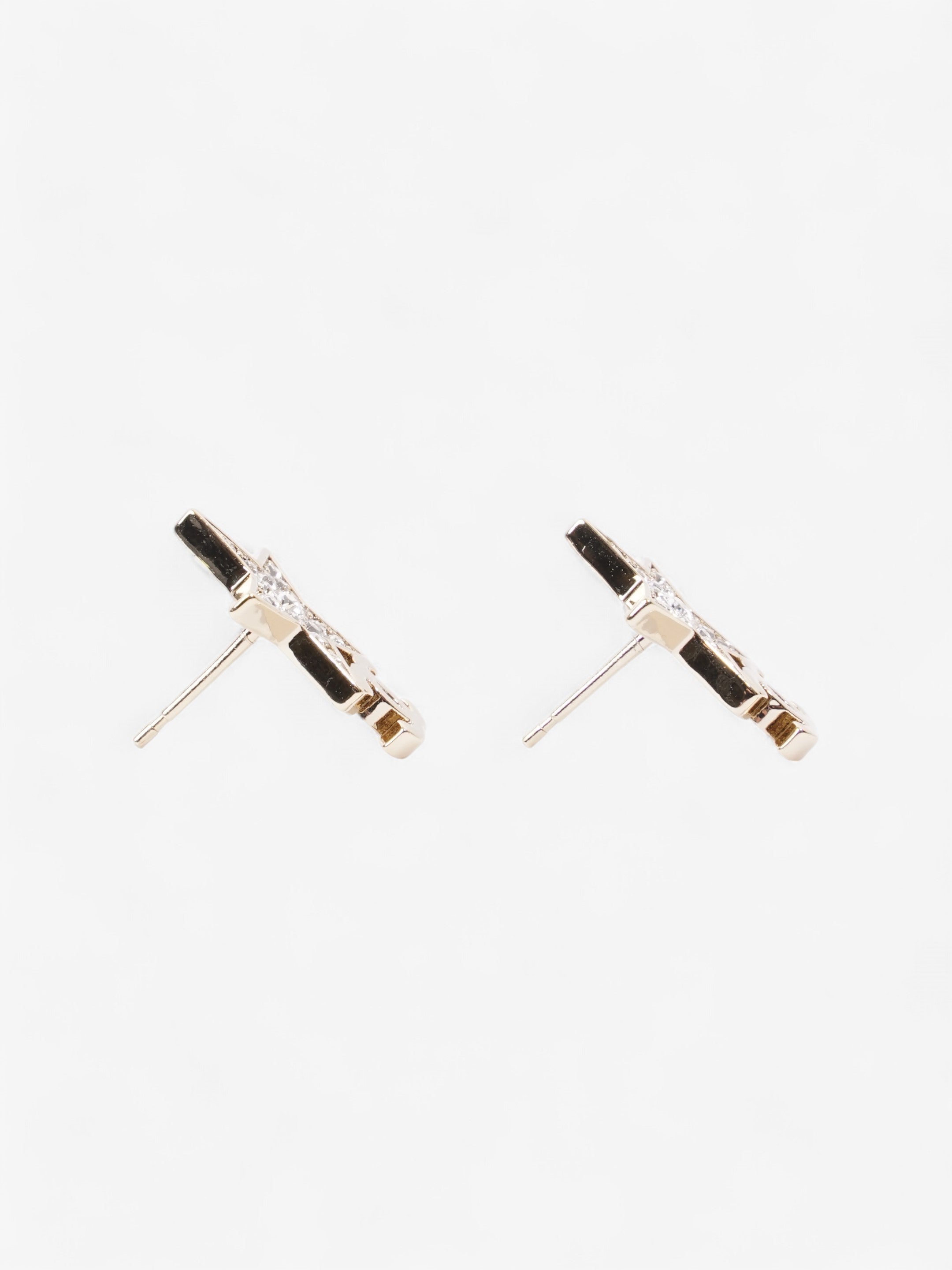 Chanel CC Star Crystal Earrings Light Gold / White Base Metal