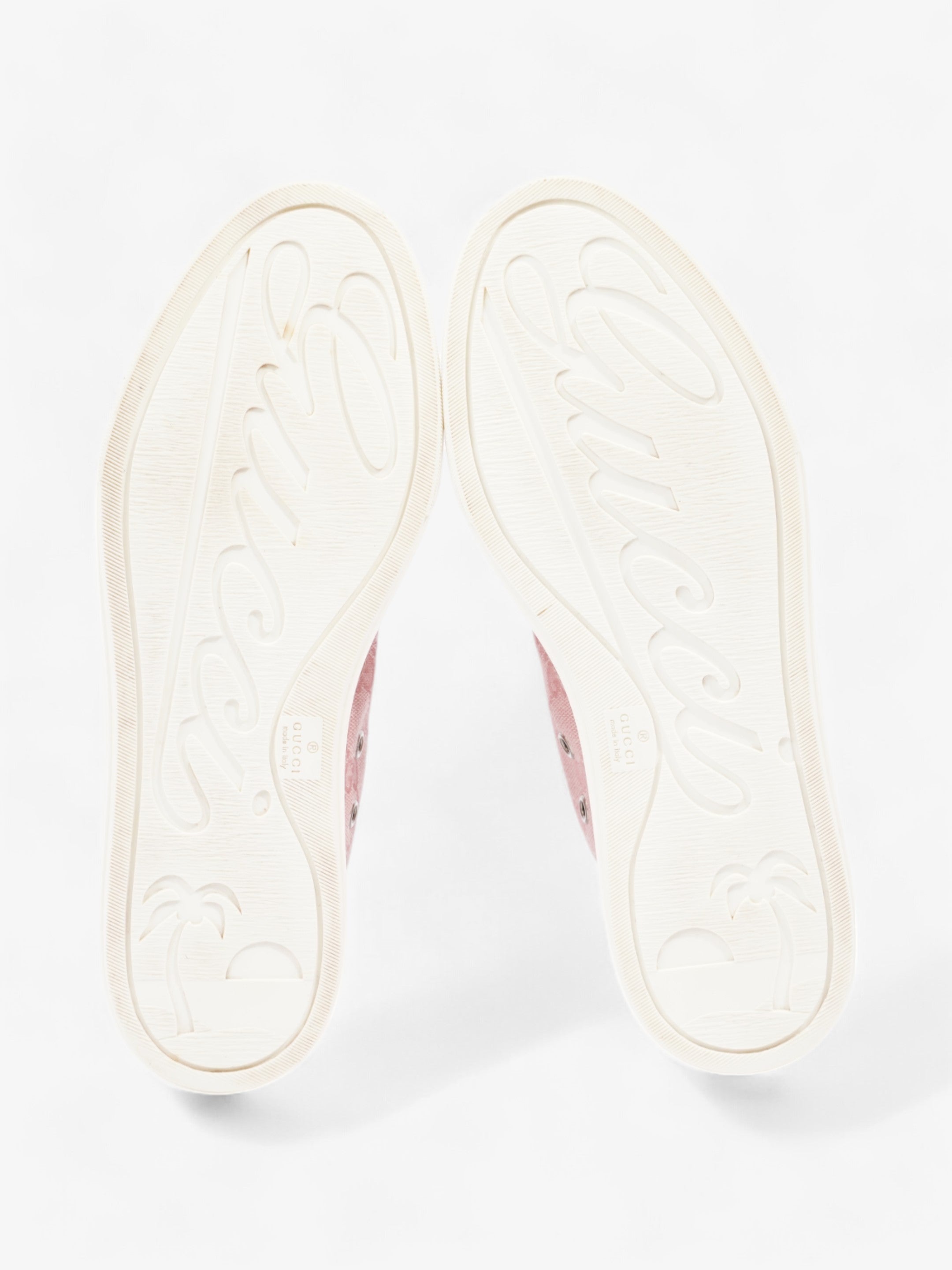 Gucci GG Monogram High-Top Sneakers Pink / White Canvas EU 38 UK 5
