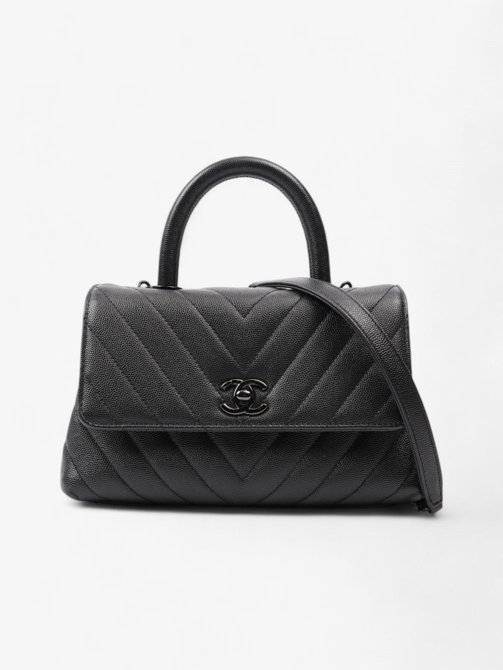 Chanel Coco Top Handle So Black Caviar Leather Small