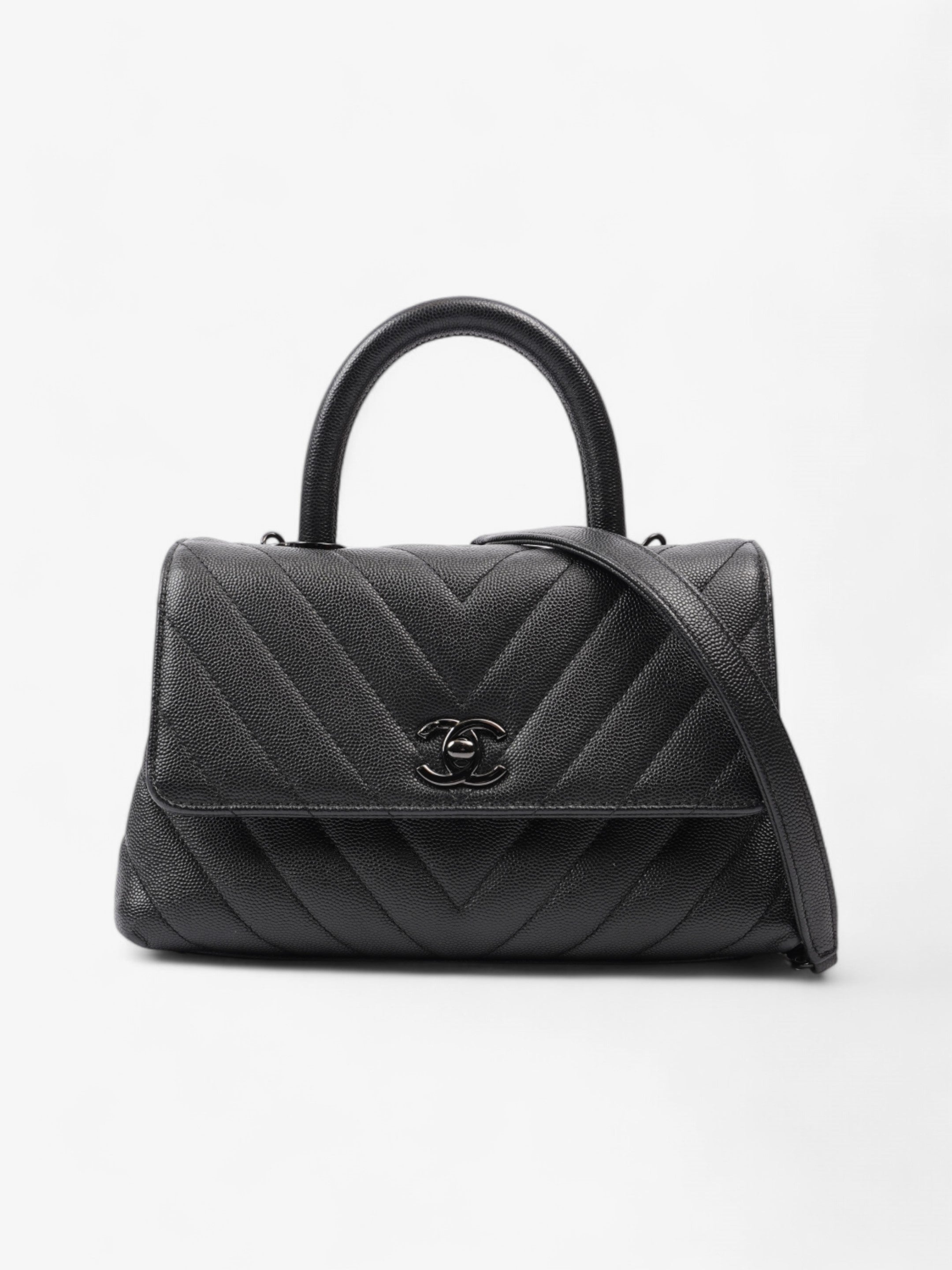 Chanel Coco Top Handle So Black Caviar Leather Small