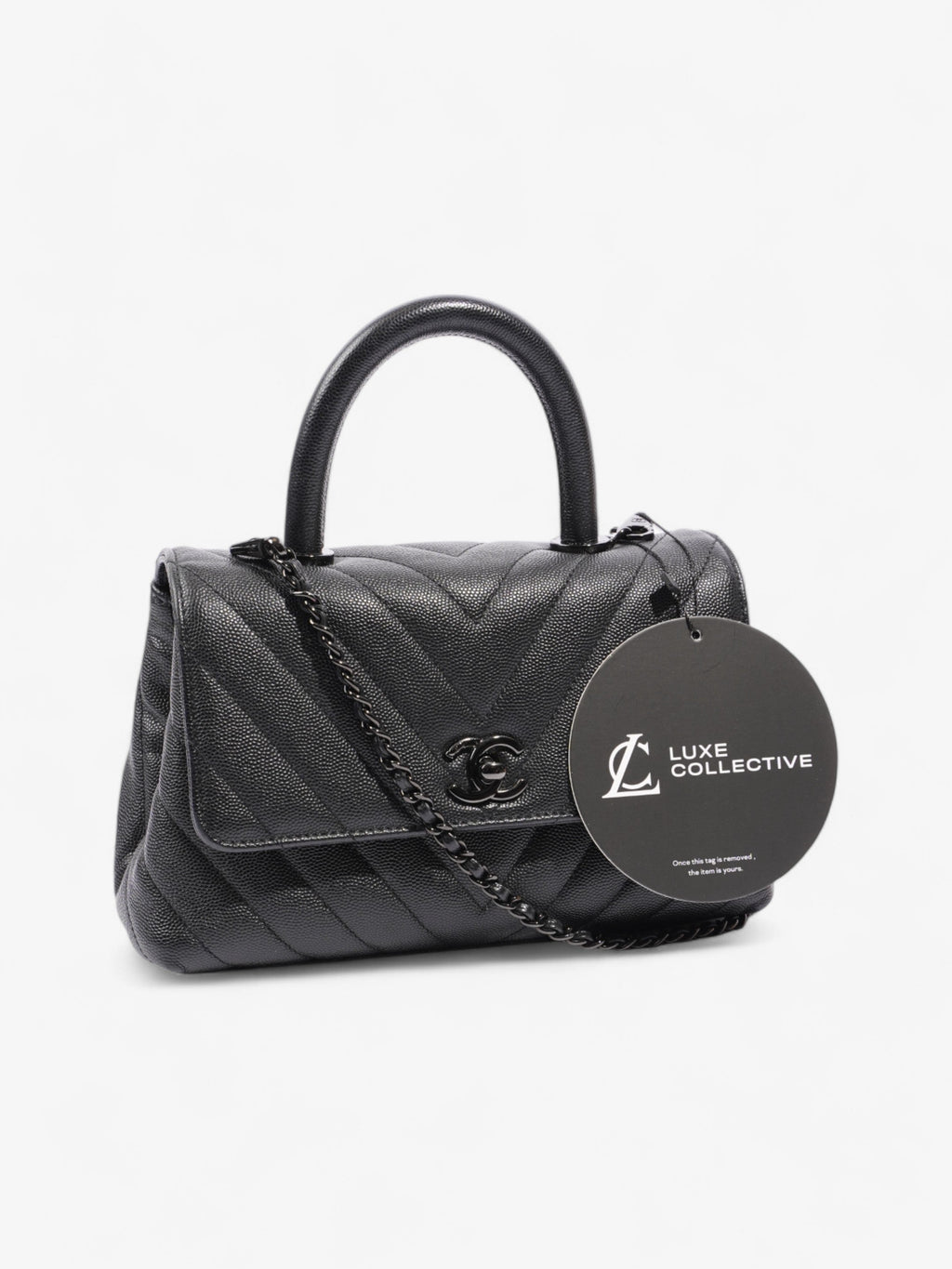 Chanel Coco Top Handle So Black Caviar Leather Small