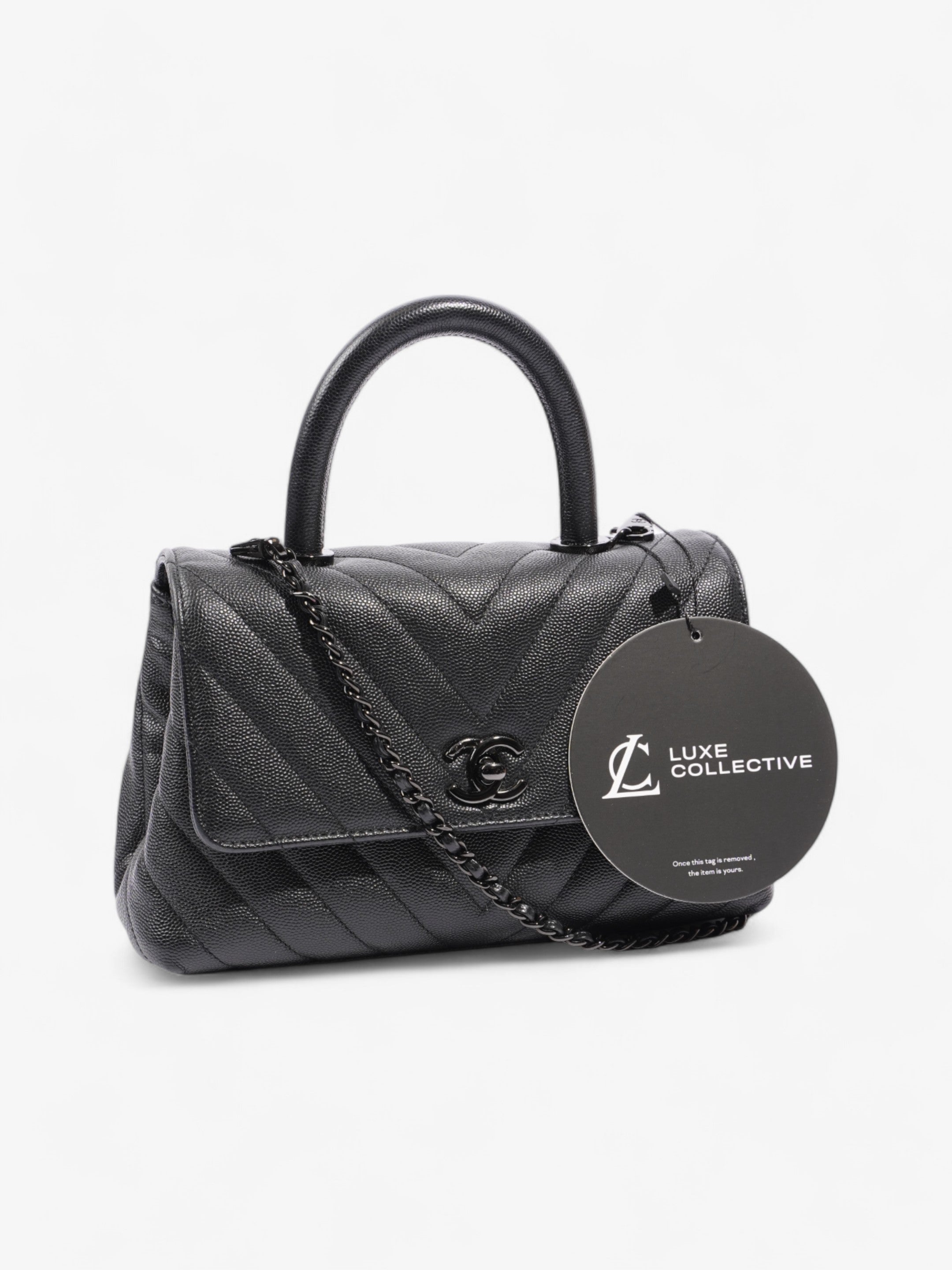 Chanel Coco Top Handle So Black Caviar Leather Small