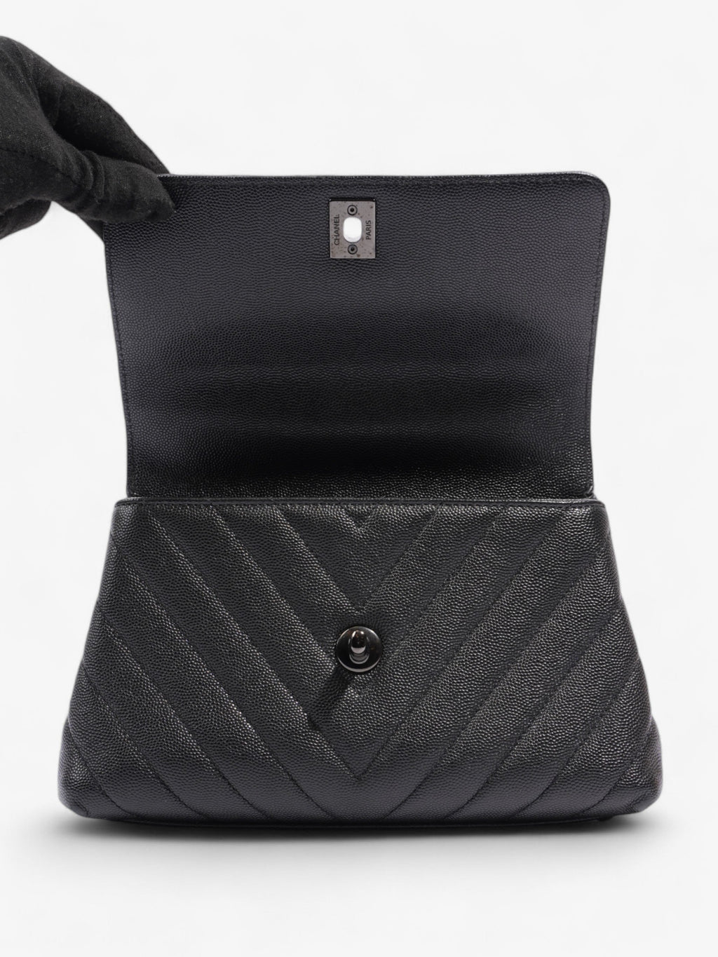 Chanel Coco Top Handle So Black Caviar Leather Small