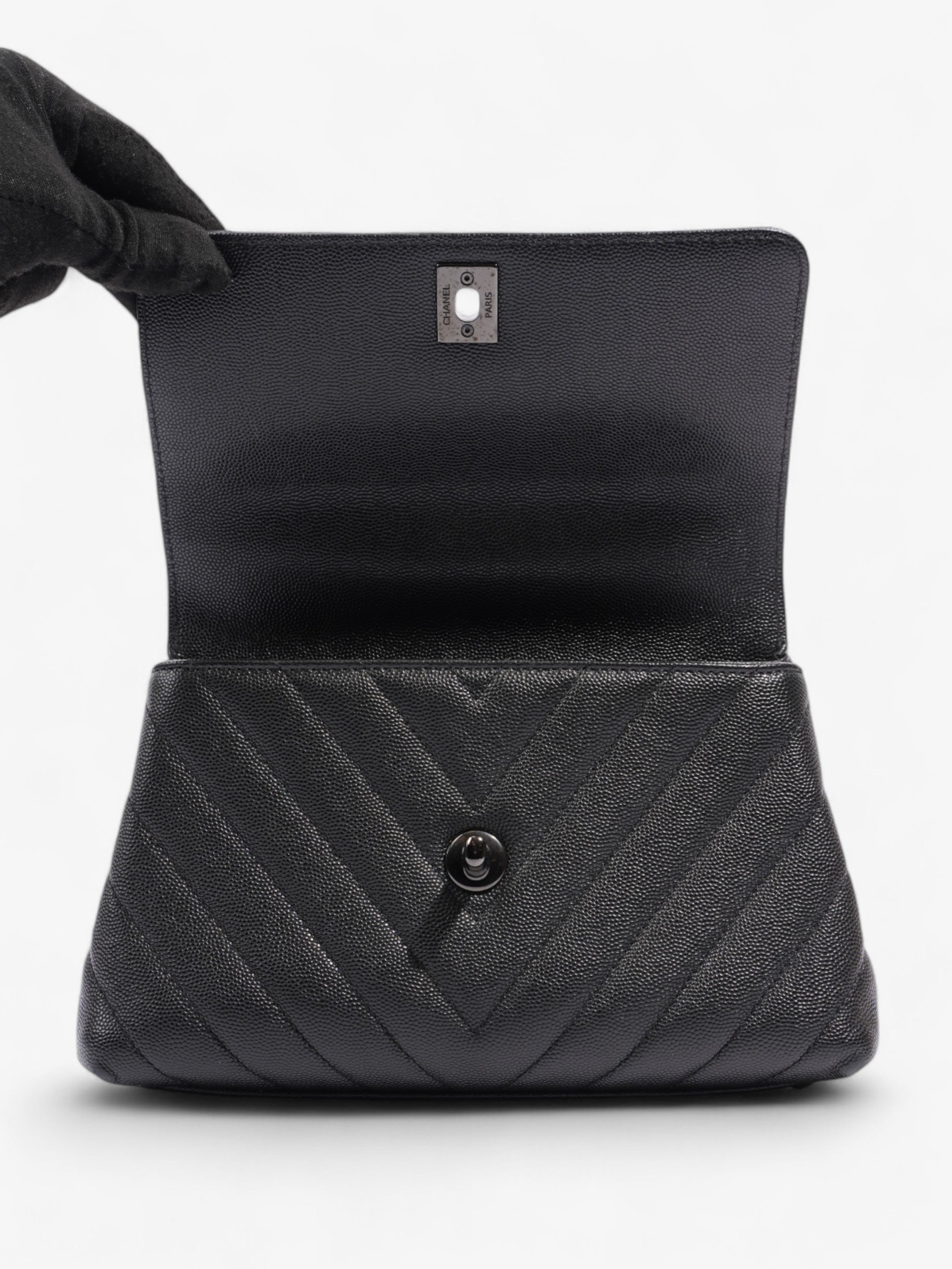 Chanel Coco Top Handle So Black Caviar Leather Small