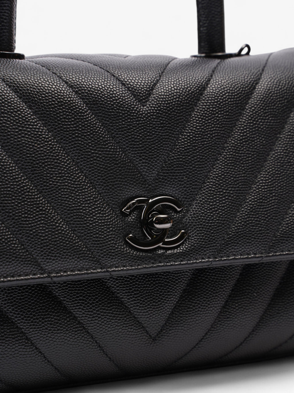Chanel Coco Top Handle So Black Caviar Leather Small
