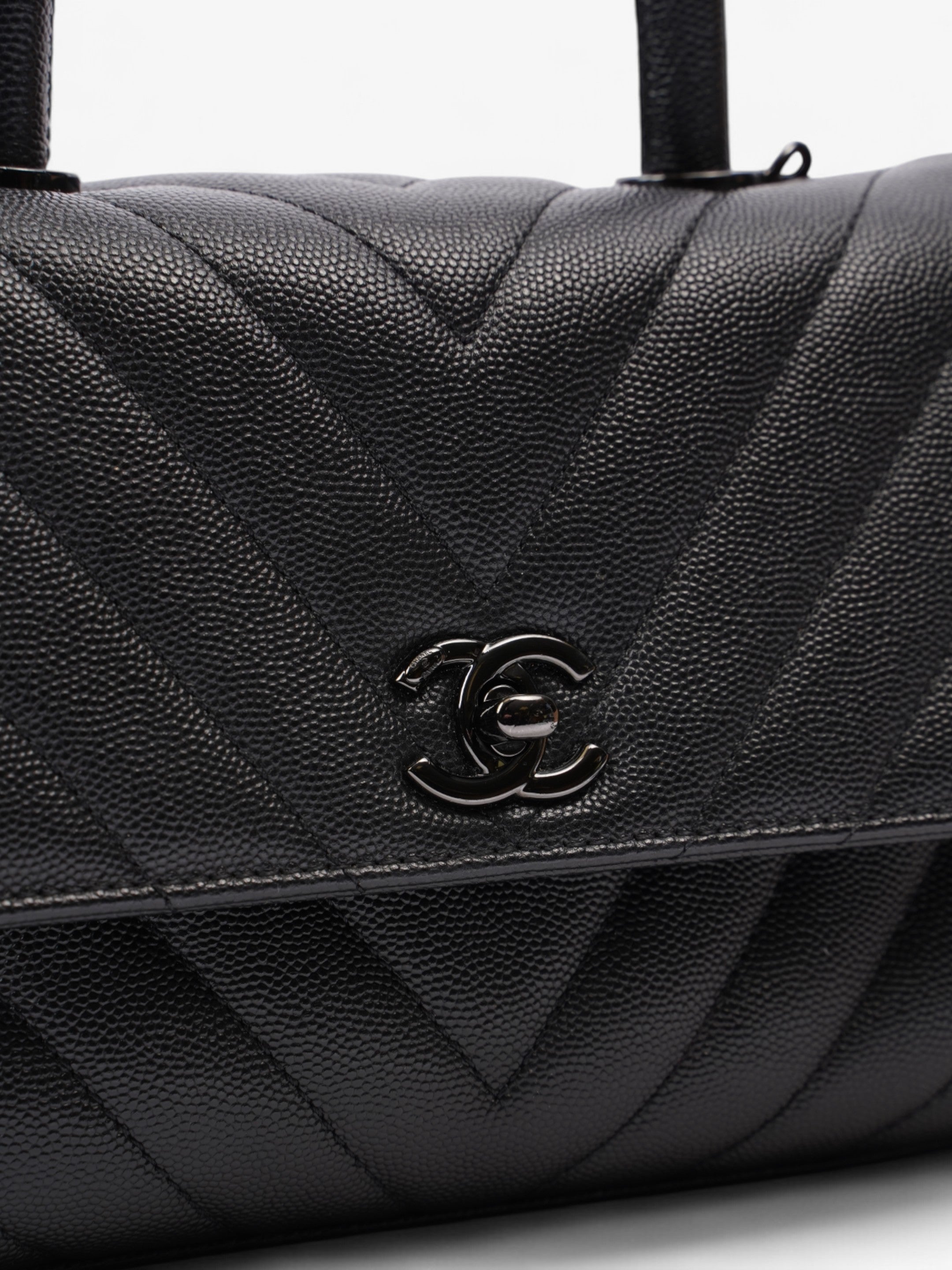 Chanel Coco Top Handle So Black Caviar Leather Small