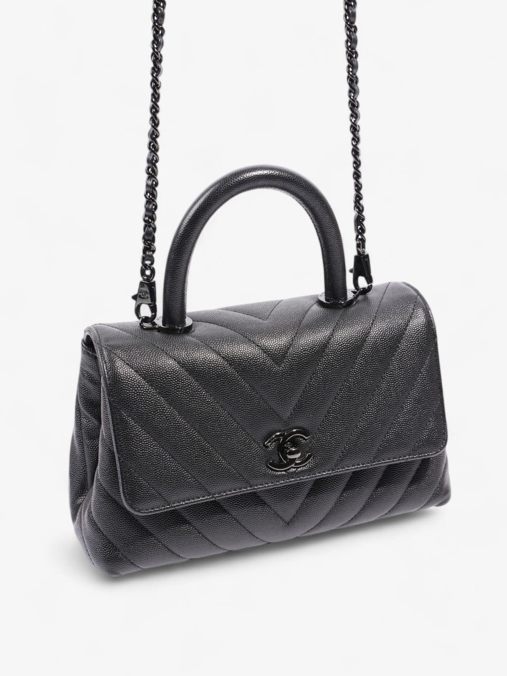 Chanel Coco Top Handle So Black Caviar Leather Small