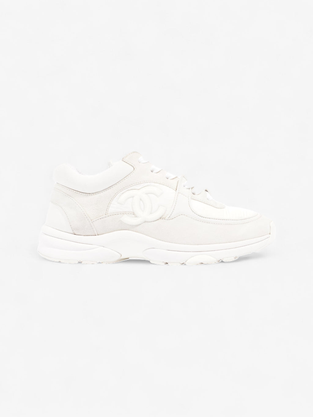 Chanel CC Logo Sneakers  White / Cream Suede EU 37.5 UK 4.5