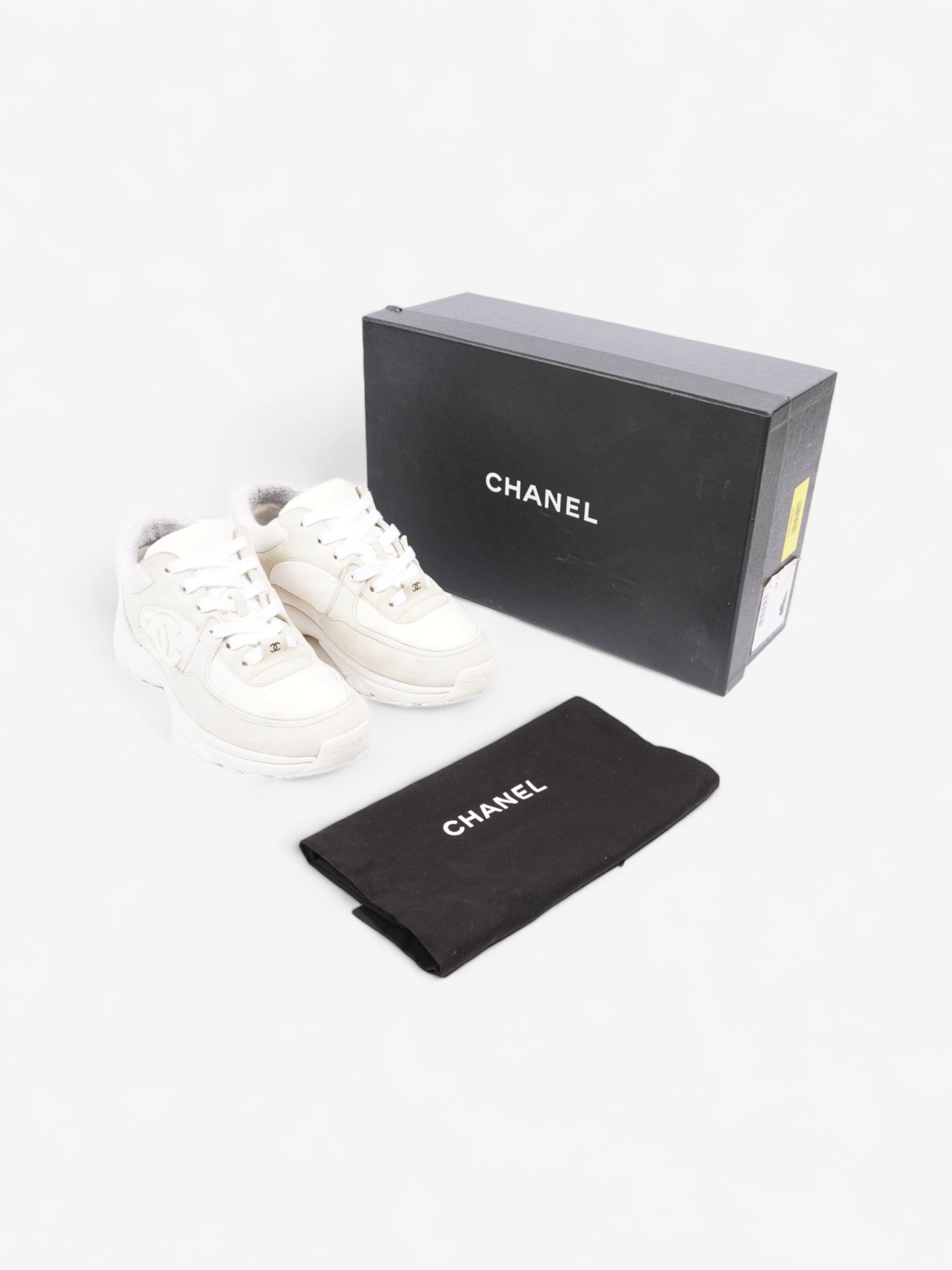 Chanel CC Logo Sneakers  White / Cream Suede EU 37.5 UK 4.5
