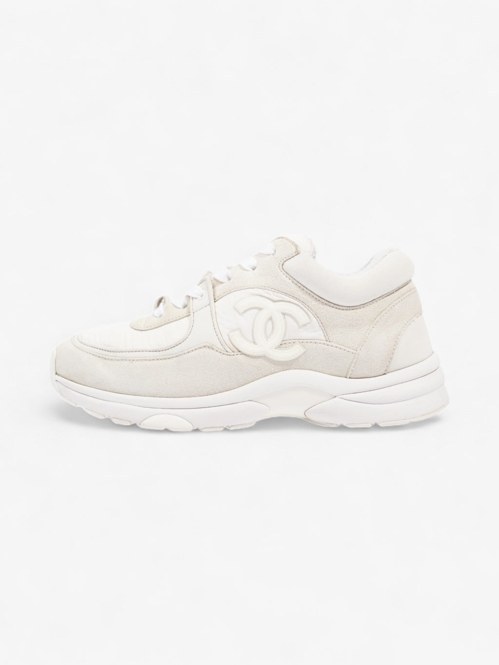 Chanel CC Logo Sneakers  White / Cream Suede EU 37.5 UK 4.5