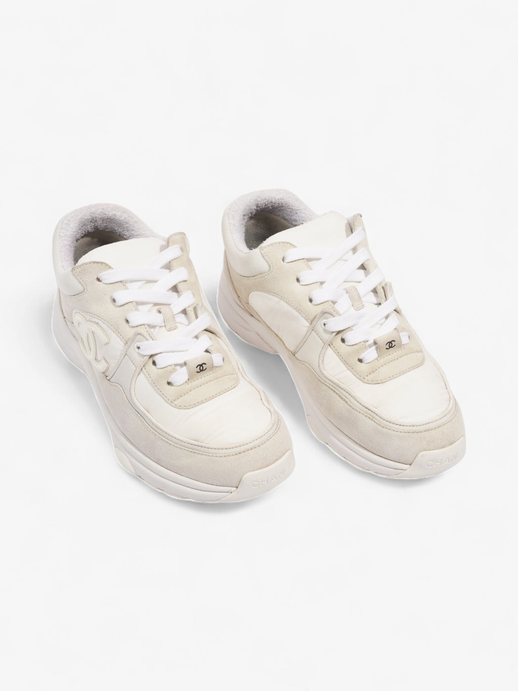 Chanel CC Logo Sneakers  White / Cream Suede EU 37.5 UK 4.5