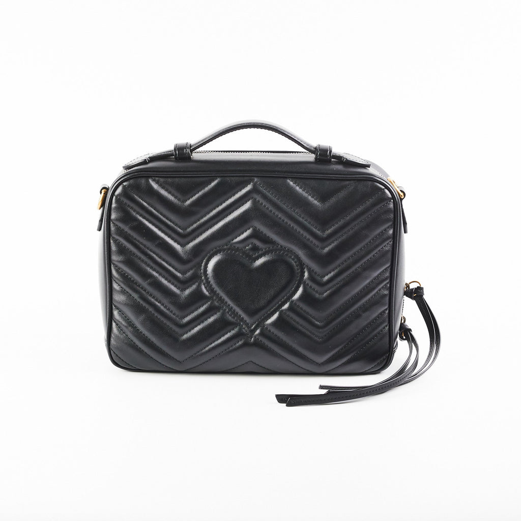 Gucci Matelasse Sylvie Small GG Marmont Top Handle Black