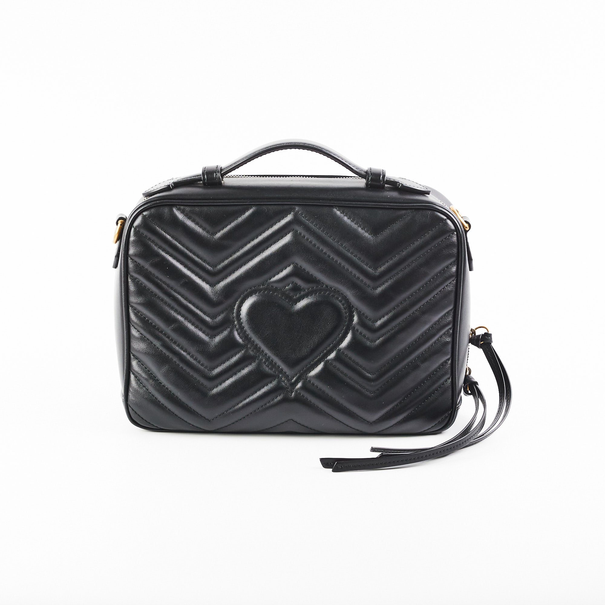 Gucci Matelasse Sylvie Small GG Marmont Top Handle Black