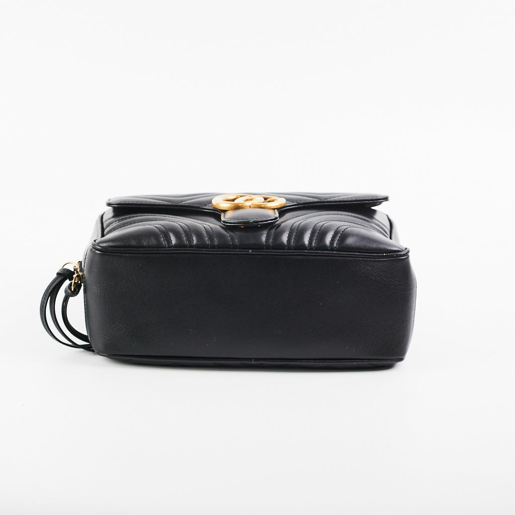 Gucci Matelasse Sylvie Small GG Marmont Top Handle Black