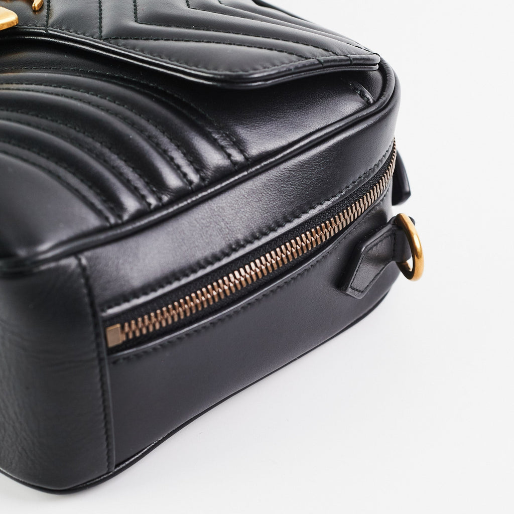 Gucci Matelasse Sylvie Small GG Marmont Top Handle Black