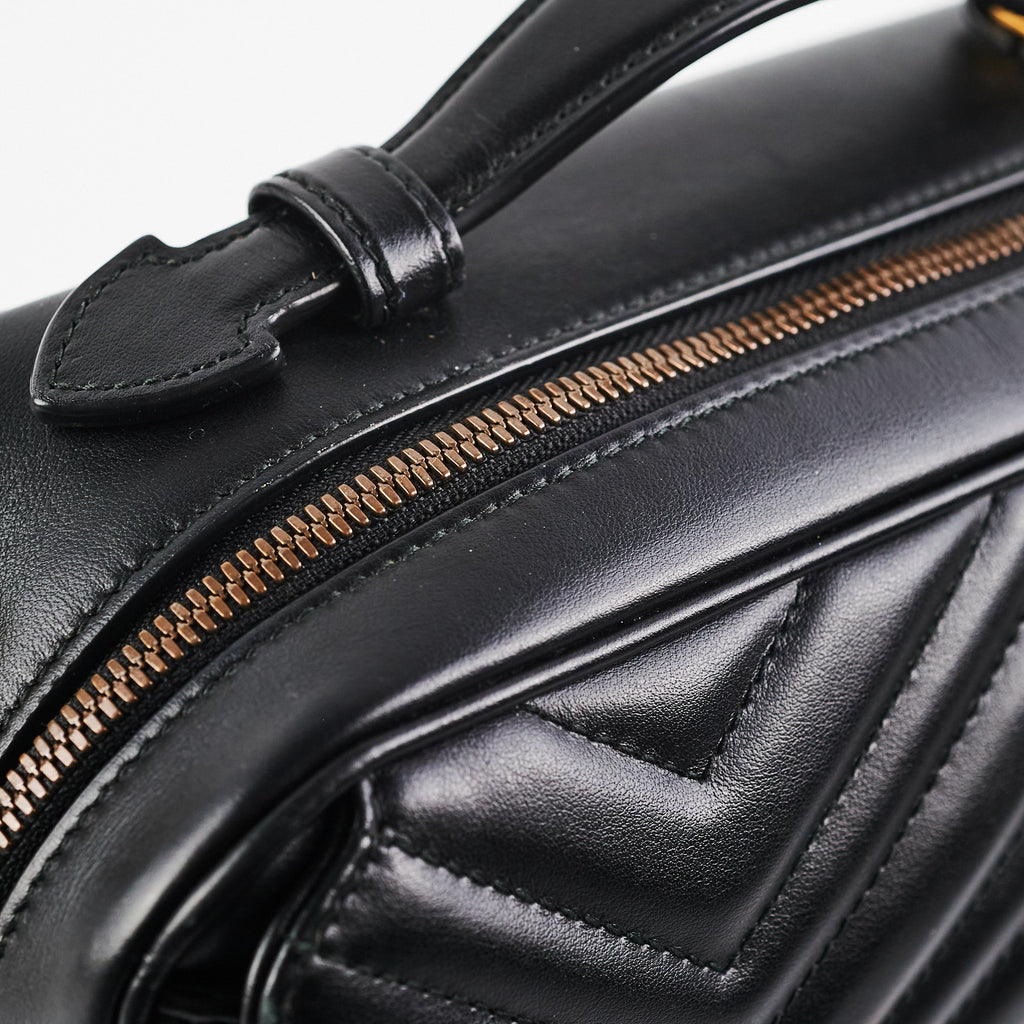 Gucci Matelasse Sylvie Small GG Marmont Top Handle Black